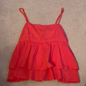 Hot pink ruffle tank top